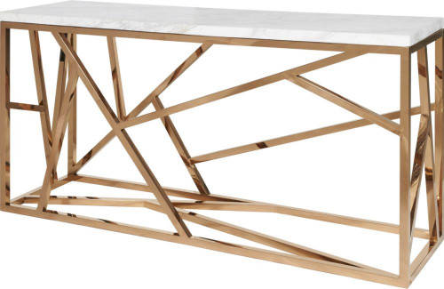 консоль geometric 180x50x90 золото, белая столешница в Липецке
