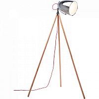 торшер chromatic tripod хром на деревянном основании в Липецке
