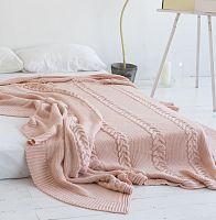 комплект плед с косами (180*220) и 2 наволочки (50*50) св. персик в Липецке