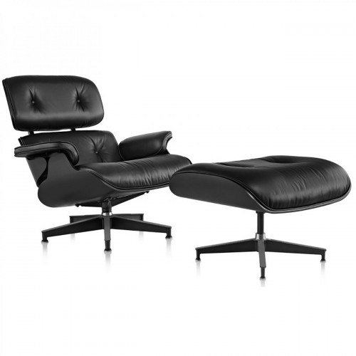 кресло eames style lounge chair черное в Липецке