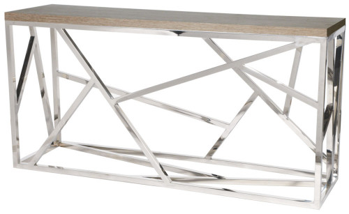 консоль geometric 180x50x90 хром, коричневая столешница в Липецке