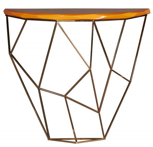 консоль geometric 100x38x90 металл, коричневая столешница в Липецке