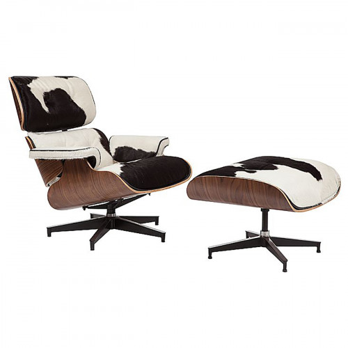 кресло lounge chair & ottoman черно-белое в Липецке